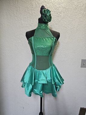 Women’s Emerald Green Halter Sequin Party Dress